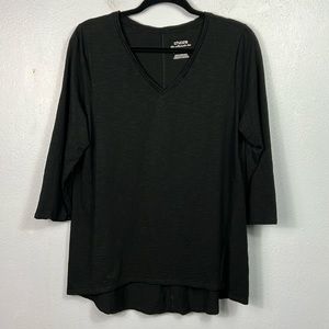Chico’s The Ultimate Tee Black V-Neck 3/4 Sleeve Tunic Top Large 12
